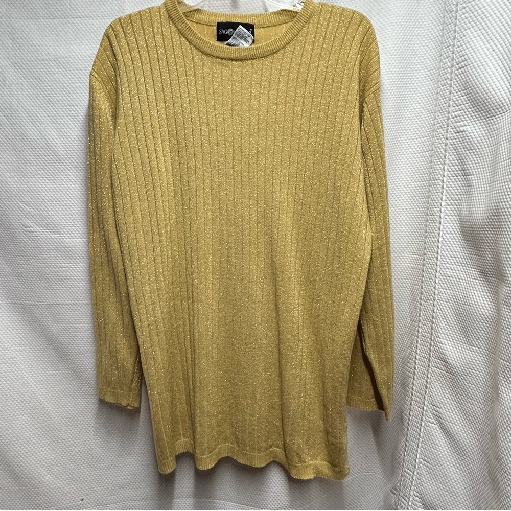 Sag‎ Harbor Gold Ribbed Knit Top XL